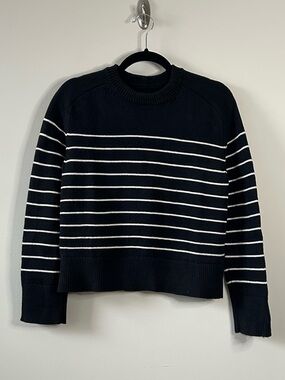 Abercrombie & Fitch Black Striped Crewneck Sweater